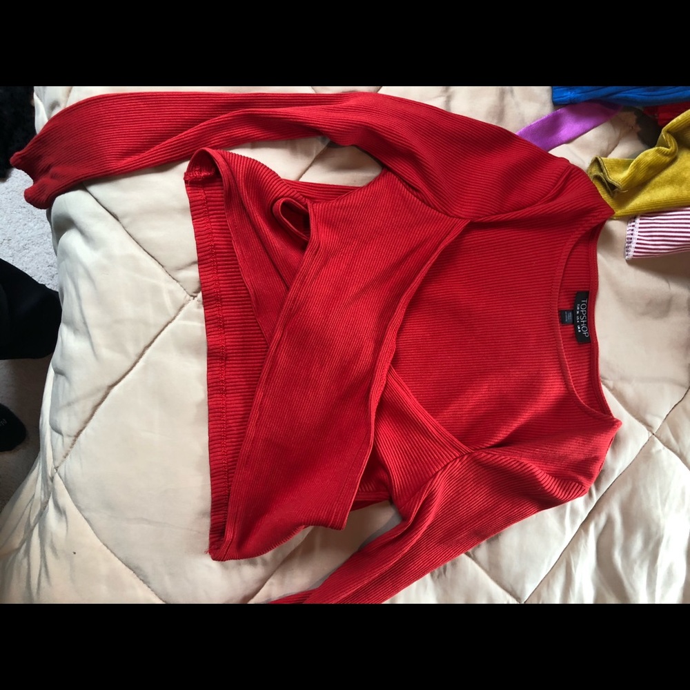 Red cross-front top